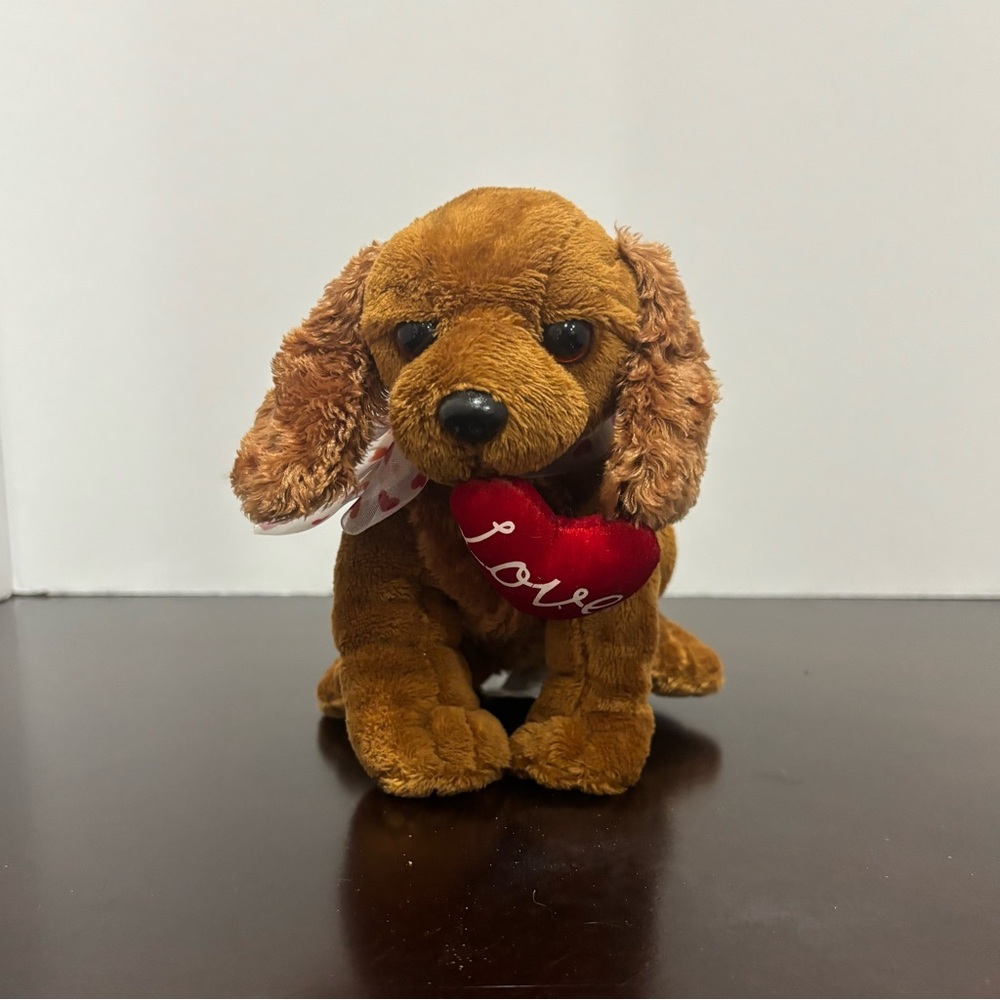 Brown Dog Plush with Heart